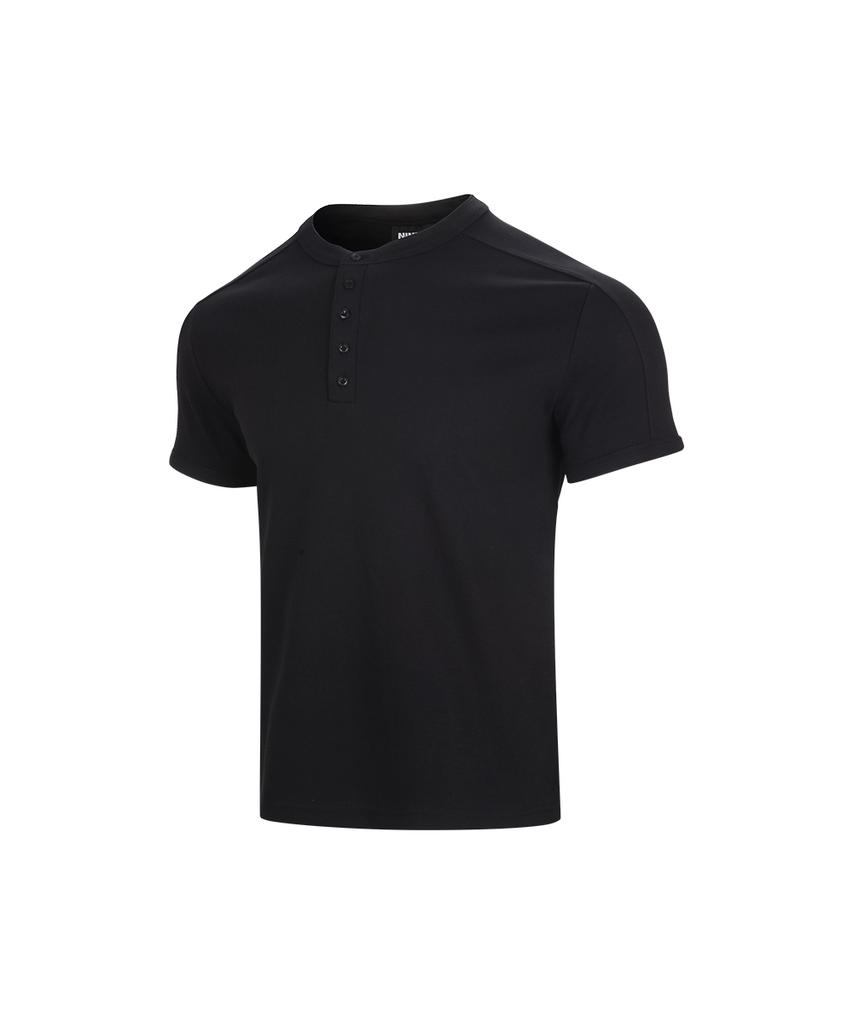 NINEZ Cotton Spandex Cut Henley Neck Muscle Fit T-Shirt (2 Colors)