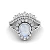 Серебро 925 пробы 1,99 карата Форма капля Лунный камень Одиночный Тиара Корона Женское Обручальное кольцо