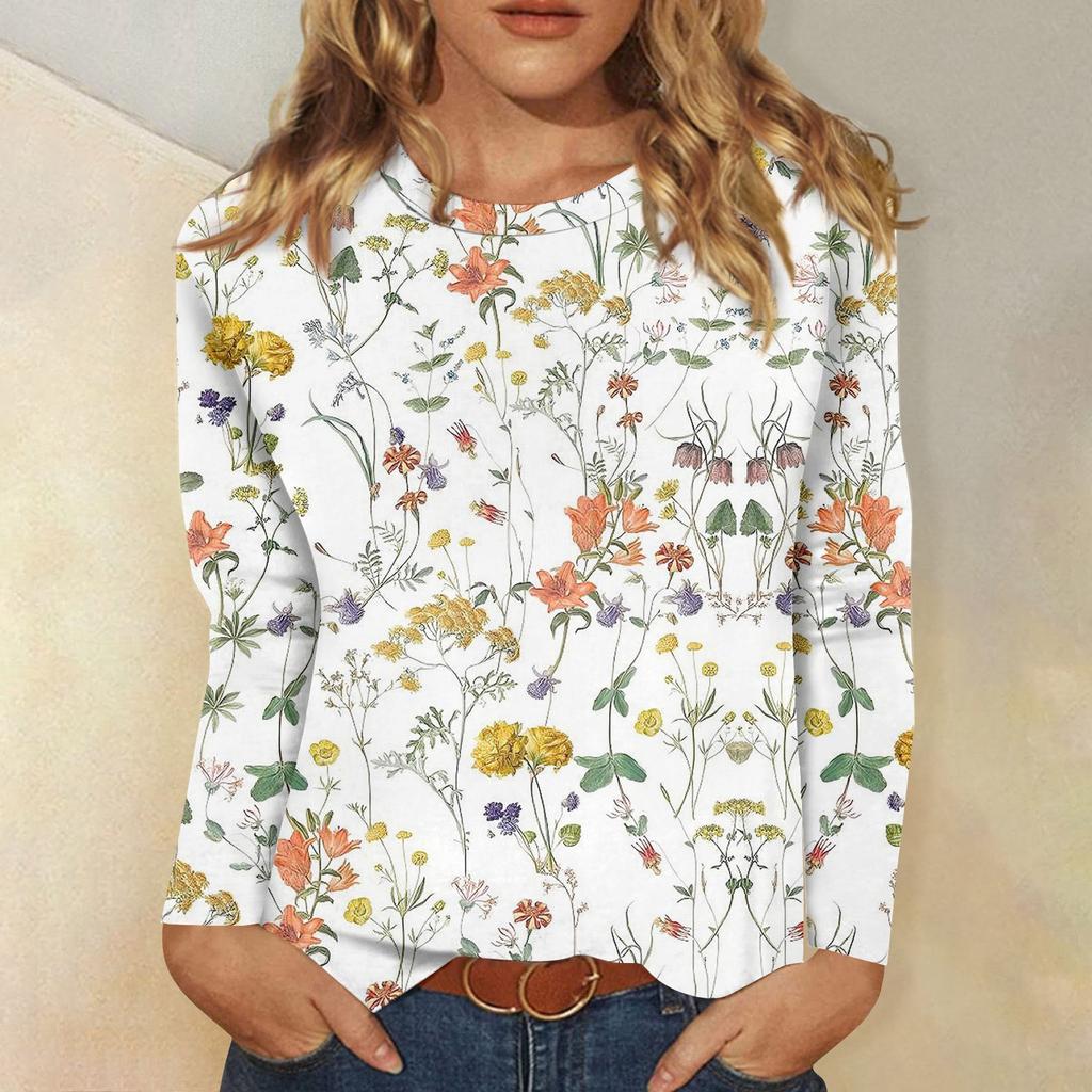 Рубашки с длинным рукавом для женщин, милые футболки с графическим принтом, блузки, повседневные базовые топы больших размеров, пуловеры