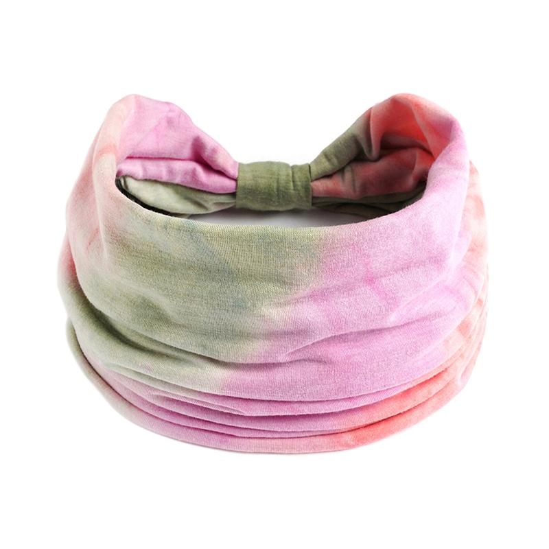 Tie-Dye Boho Knot Turbans Yoga Elastic Head Wrap Women Headband Wide Hairbands Headwear Bandanas Hair Band Accessories
