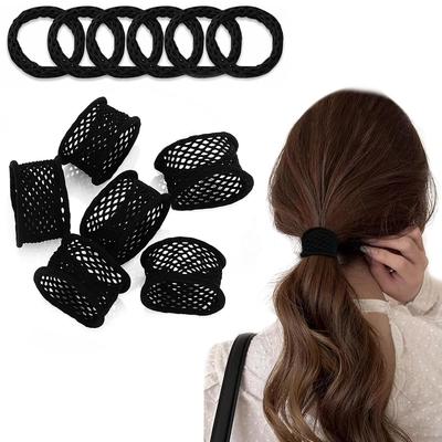 Hair Ties Black 6-piece Set Rubber Korean Style Holder Stylish High Elasticity Plain No Marks Accessories Adult Simple Elegant Ladies Fashion Refined