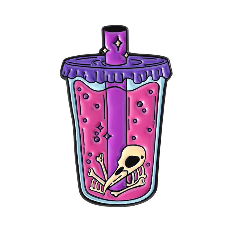 Xiaomi Horror Juice Brooch Enamel Pins Skeleton Teeth Eyeballs Milk Tea Brooches Lapel Backpack Badges Halloween Jewelry Friends Gift