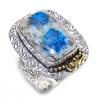 Натуральный синий азурит K2, двухцветное кольцо из стерлингового серебра 925 пробы, размер 9 y3R57