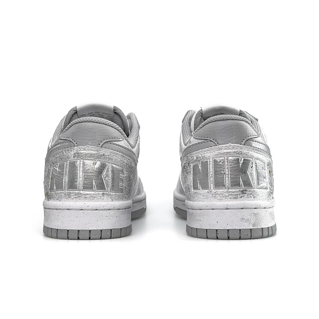 Nike Dunk Moon White Trace Abrasion Resistant Low top Skateboard Shoes Men's White Gray Silver 355152-106(Team1821-)