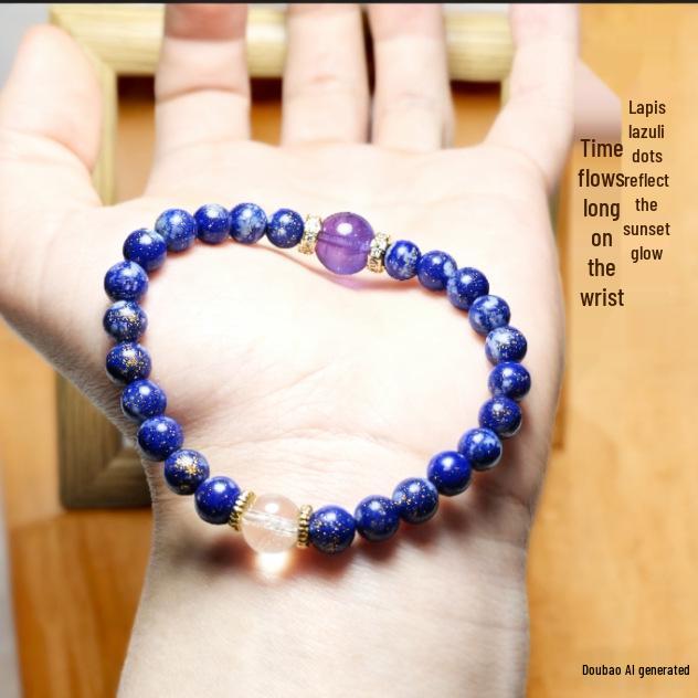 Оригинальный браслет в китайском стиле из натурального лазурита и белого кристалла - элегантный подарок для лучших подруг