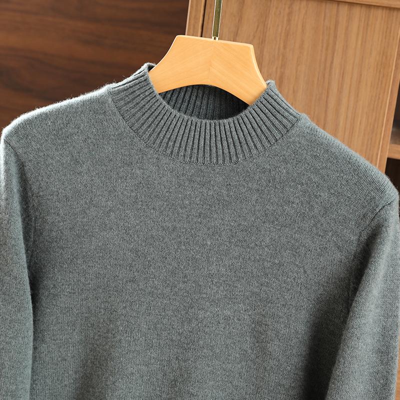 Men's Half Turtleneck Thickened Cashmere Sweater Qinghe Cashmere 30% Cashmere 70% Wool Men's Autumn and Winter Cashmere Soft and Warm