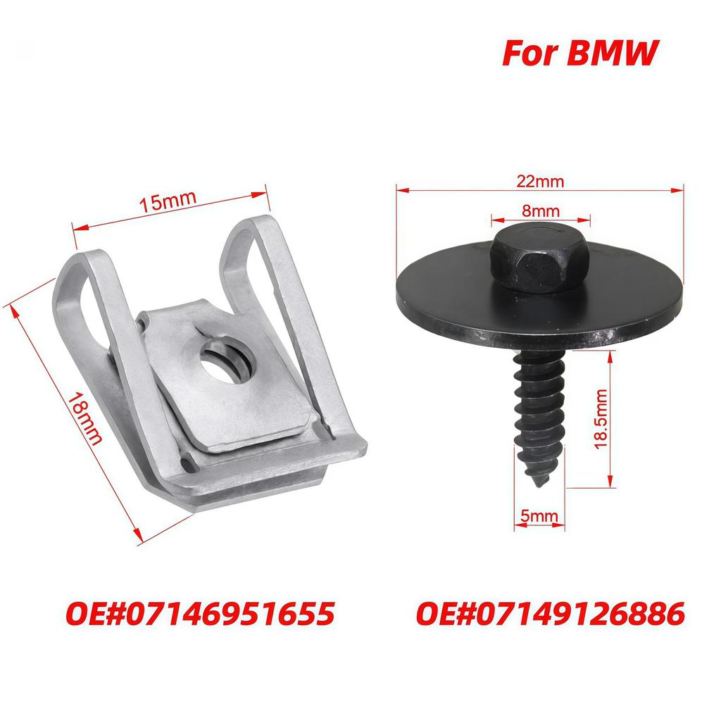 Набор из 20 винтов, гаек и клипс для бампера и крыла BMW