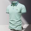 Летняя мужская рубашка ПОЛО модная быстросохнущая футболка с коротким рукавом из ледяного шелка однотонная свободного кроя с деловым воротником