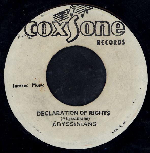 7-дюймовая пластинка ABYSSINIANS Declaration Of Rights NONE Coxsone Records Ямайка Регги Ска Даб Б/у