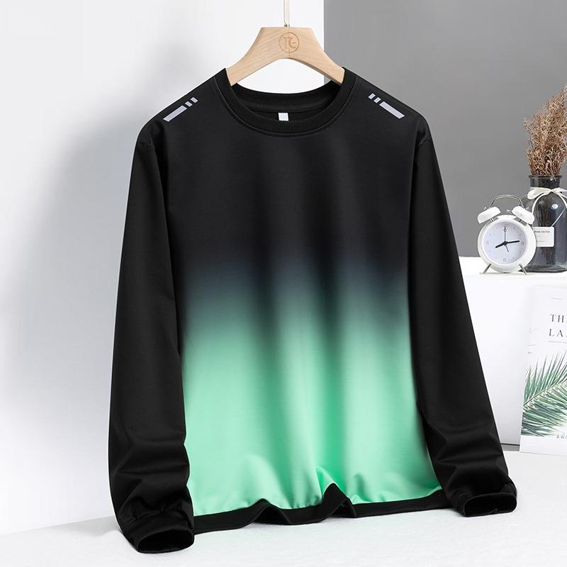 Men's Gradient Casual Sports Trend Versatile and Handsome Round Neck Pullover Long-sleeved Sweatshirt Top
