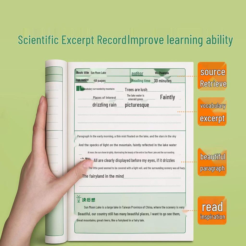 Elementary Reading Notebook for Good Words, Sentences & Paragraphs - Book Excerpt & Record Journal for Students
