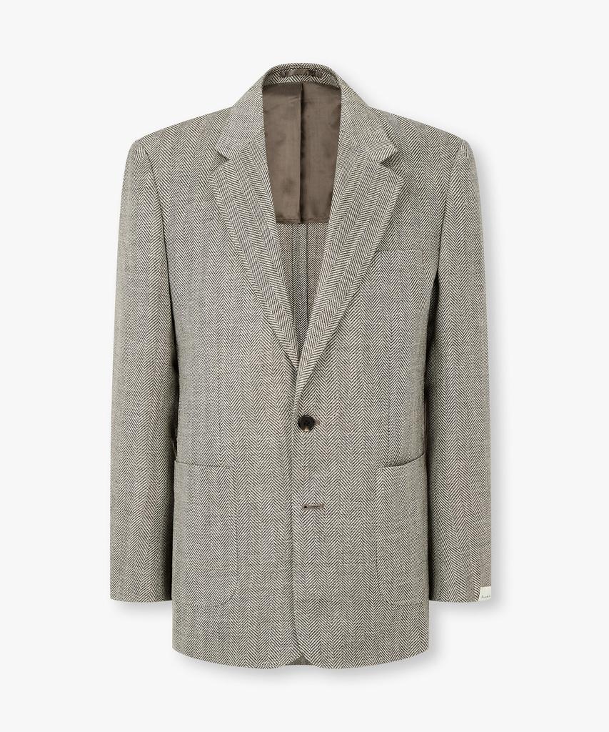 Man On The Boon Herringbone Single Button Jacket_Warm Gray 4716102003