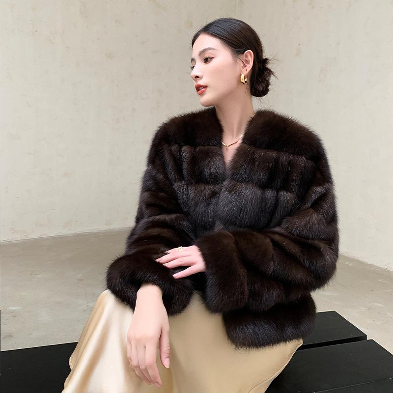 Imitation mink coat female Russian imported farmer imitation sable fur coat short young celebrity winter