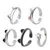 Adjustable Cartoon Little Cat Kitten Pet Finger Rings Lovely Cat Ears Paws Rings Birthday Gifts for College Girls