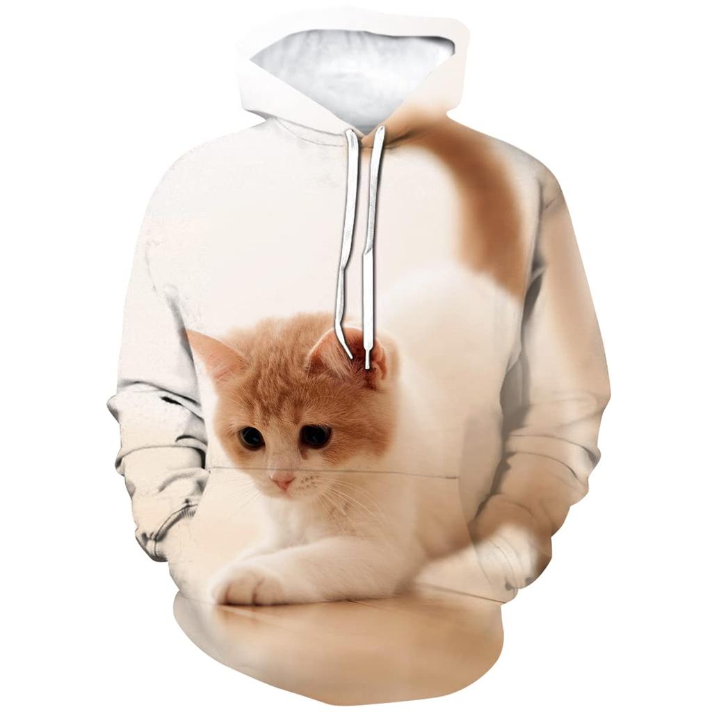 Осенние толстовки с капюшоном Cat 3D Print Женская уличная одежда Мужская мода Животный узор Толстовка Пуловеры Толстовка с капюшоном Оверсайз Молодежная одежда