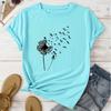 Dandelion Print Crew Neck T-Shirt Casual Short Sleeve T-Shirt For Spring & Summer Women's Clothing