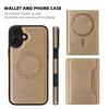 For iPhone 16 Magnetic Case Leather Back Phone Cover with Detachable Card Bag - Gold