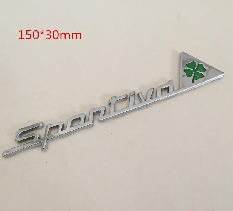 2pcs SPORTIVA Quatrefoil delta Car Side Fender Emblem Rear Trunk Badge Sticker for Alfa Romeo 147 156 159 166 Giulietta Spider zl2