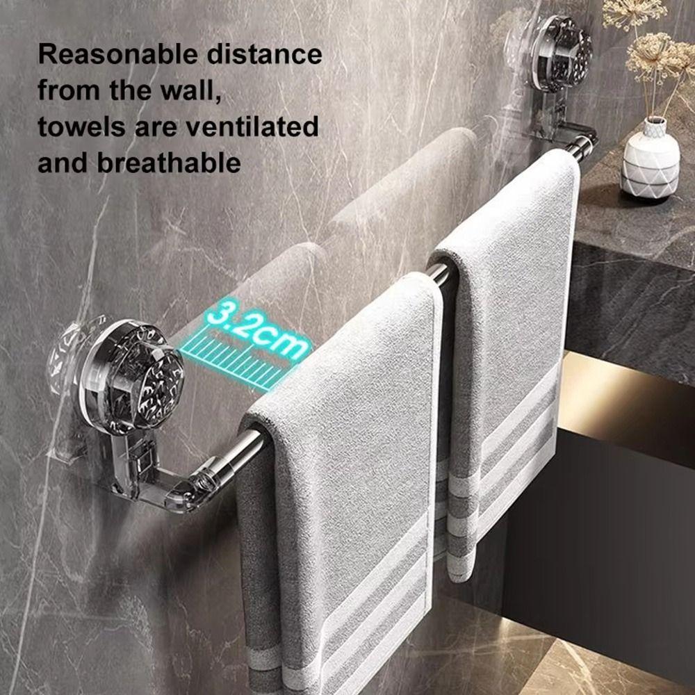 1Pcs 36-120cm Self-adhesive Storage Rack Double Layer Rod Kitchen Bathroom Shelf Wall Towel Rack