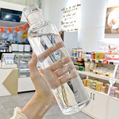 Бутылка для воды 500 мл, герметичная шкала времени, прозрачная бутылка для чайной посуды из боросиликатного стекла, офисная
