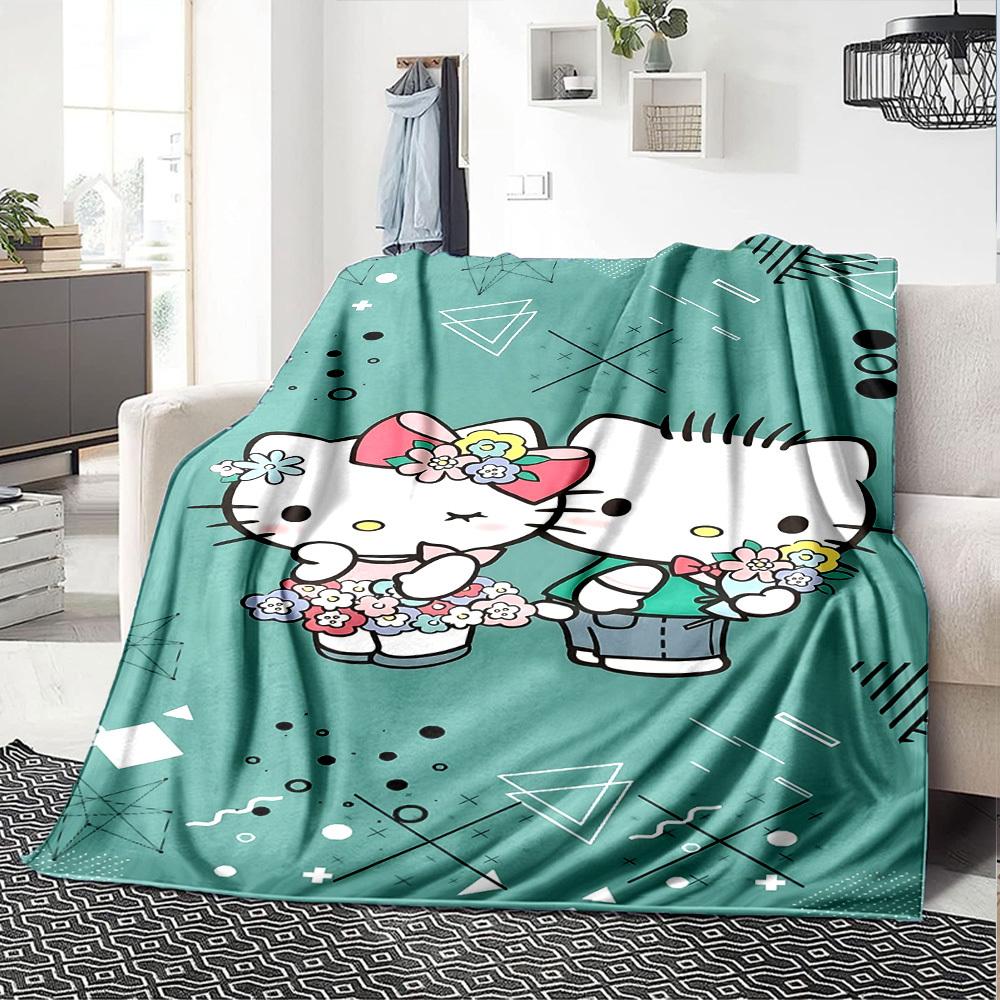 1 шт. Плед Hello Kitty с цветами Легкий фланелевый плед для дивана, кровати, путешествий, кемпинга, гостиной1197L