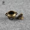 Antique Copper Tripod Incense Burner with Dragon Head Cover Brass Caldron Censer Chinese Pattern Incense Holder Home Desk Decor
