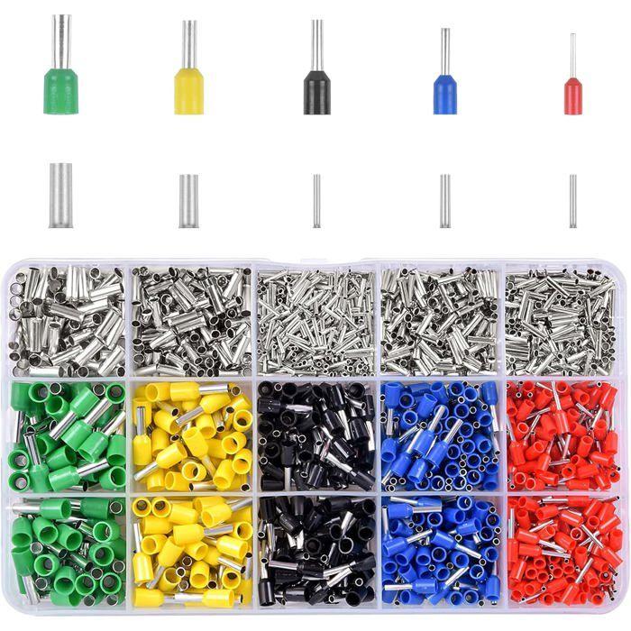 Kits d'embouts de câbles - AIMOONSA - 1640 pièces - Pré‑isolés & non isolés - 0,5–4,0 mm² - Multicolore