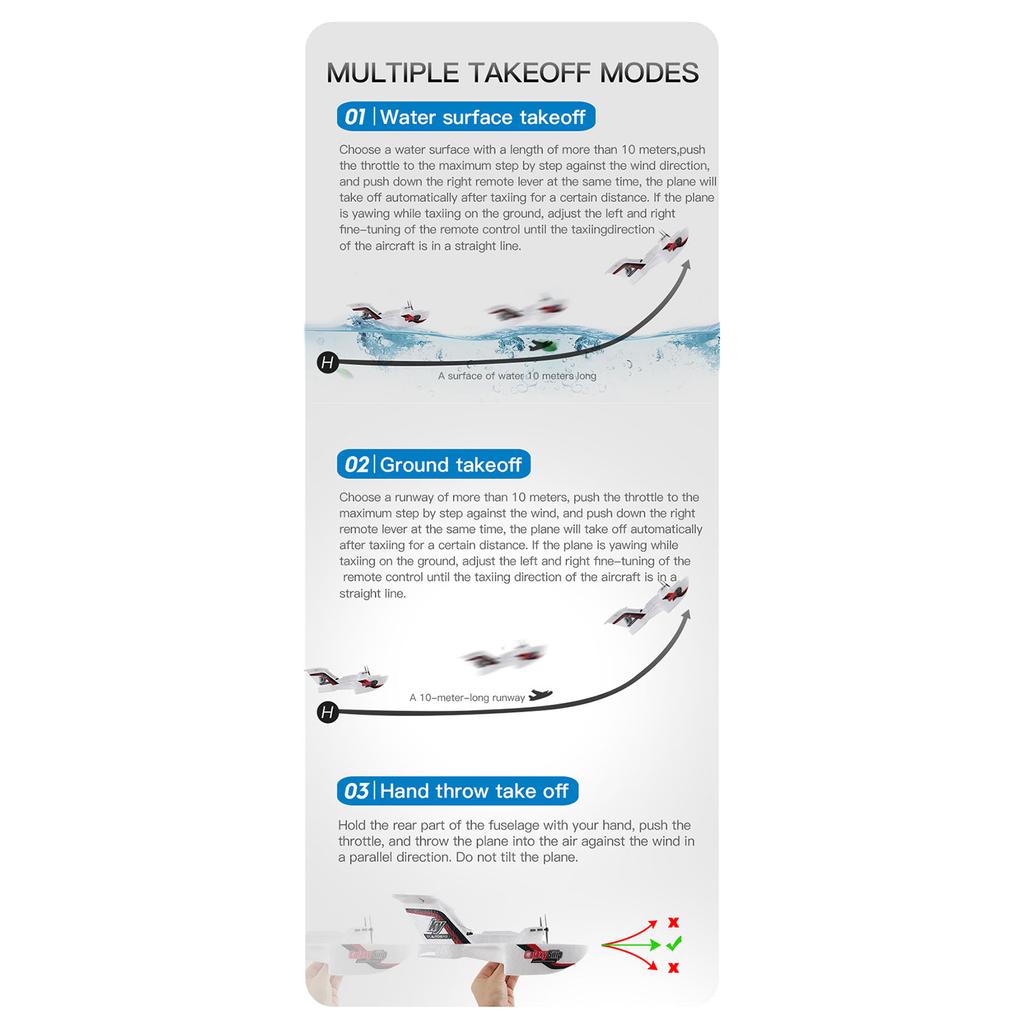 Remote Control Airplane for Kids and Adults Remote-controlled Glider Sea, Land, and Air Glider 3CH