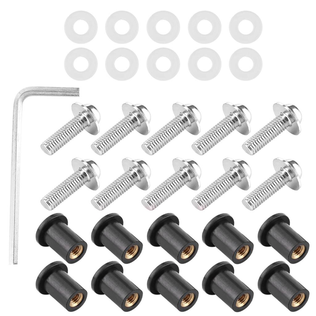 10 шт. Болты для ветрового стекла мотоцикла, гайки, шайбы, универсальный комплект для крепления обтекателя мотоцикла