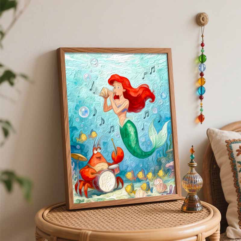 Disney Цифровая масляная живопись DIY масляная живопись ручная роспись русалка подводная музыка гостиная спальня украшение картина