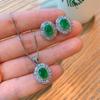 Emerald Necklace Earrings Jewelry Two-piece Set