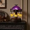 Creepy Halloween Table Light Ghost Carousel Light, Night Gothic Stained Glass Shade Witchy Room Decor with Floating Ghosts/Pumpkins, Spooky