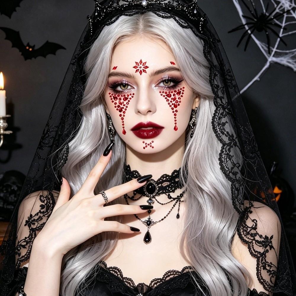 Rhinestone Bedazzling Face Eye Jewels Sticker Makeup Face Gem Sticker Ghost Festival