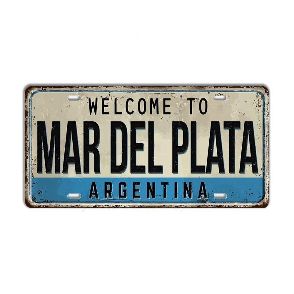Chile Argentina Ecuador Colombia License Plate Landmark Metal Sign City State Decorative Car Plate Garage Club Bar Wall Decor