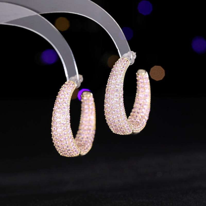 Тяжелая промышленность преувеличенные атмосферные серьги обувь легкая роскошь премиум-класса чувство внутри и снаружи полный цирконий круг круг C круг серьги