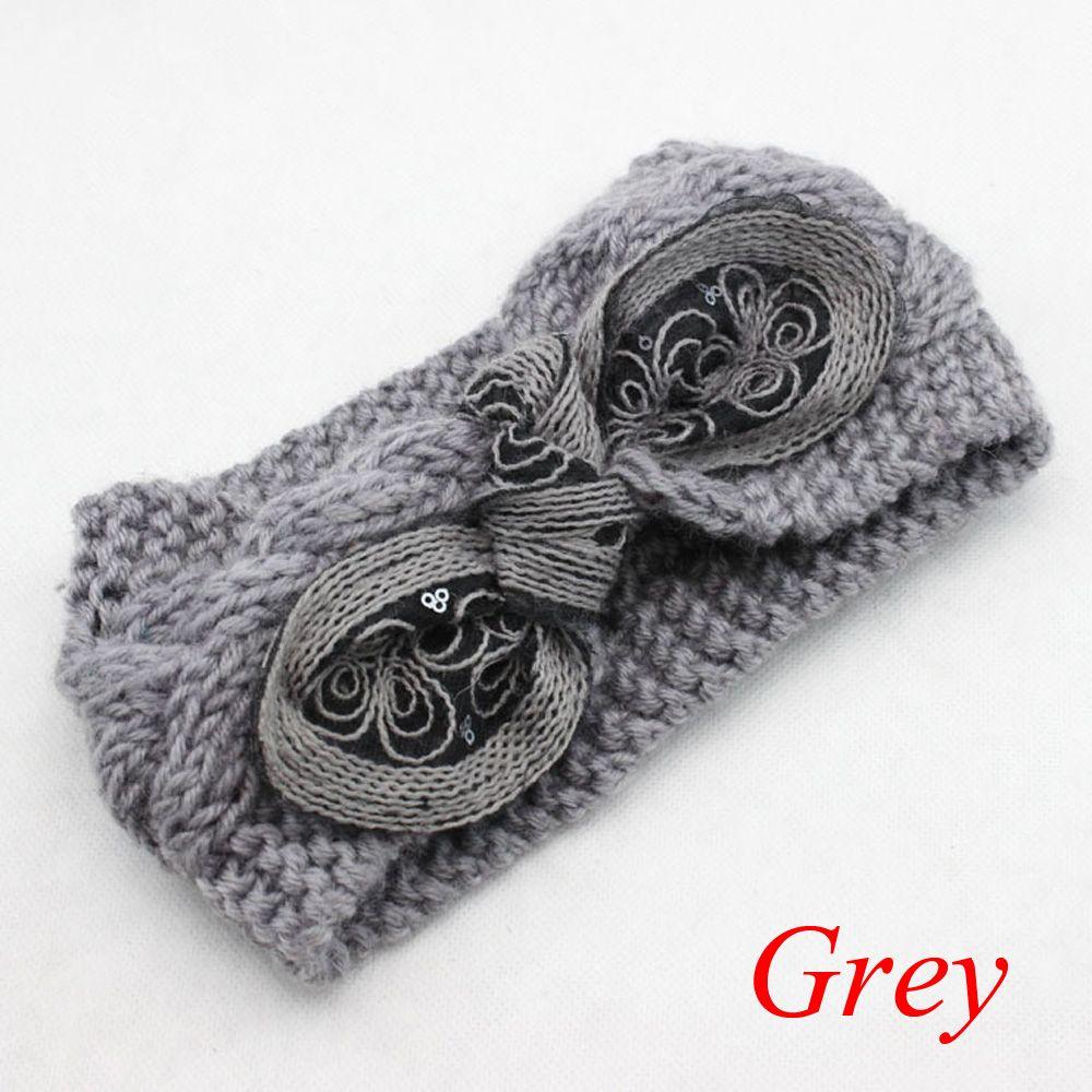 Богемская Женская Девичья Цветочная Повязка на Голову с Бантом и Ушками Кролика Тюрбан Вязаная Крючком Повязка на Волосы