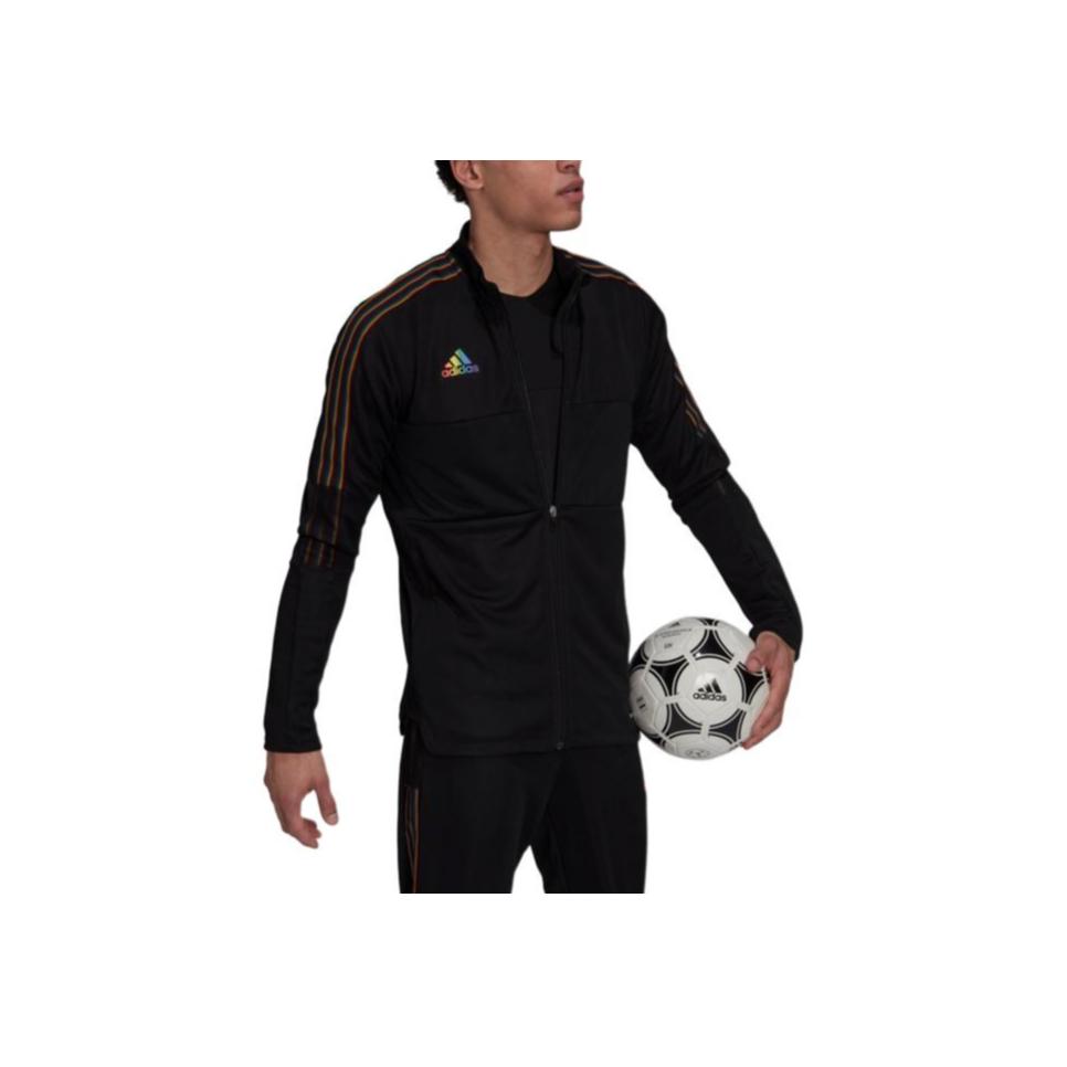 Adidas Футбольная тренировочная спортивная куртка с воротником-стойкой и полосками Мужская верхняя одежда Черный GS4709