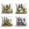 4 Pcs Desert Cactus Single-Sided Printed Pillowcase Cushion Cover,Suitable For Living Room,Bedroom,Car Decoration