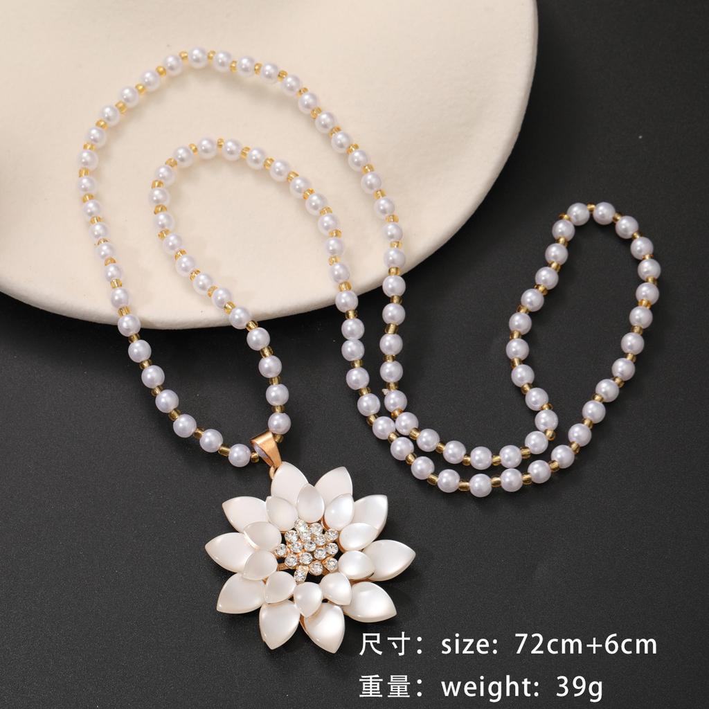 Хрустальный цветок двойная подвеска цепочка для свитера цепочка из черных бусин длинное ожерелье модное в стиле легкой роскоши женские универсальные аксессуары для одежды