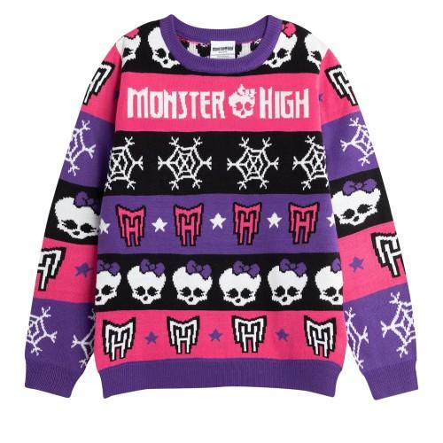 Monster High Girls Skull & Snowflake Christmas Jumper