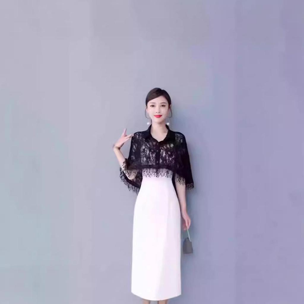 Женская изысканная шифоновая кружевная шаль - Накидка высокого класса, солнцезащитная и для защиты от кондиционера, для весны и осени. Идеальная верхняя одежда поверх плаща.