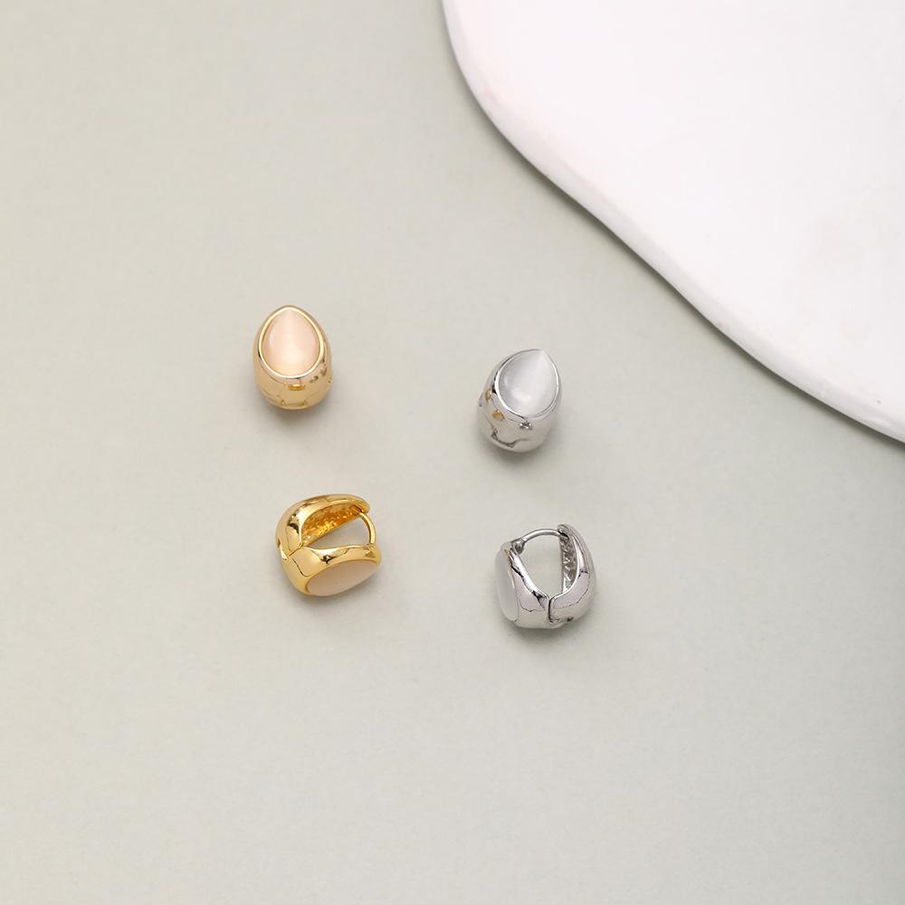 Exquisite Small Cat Eye Stone Drop Earrings Unique Design Double Sided Dainty Elegant Ear Accessories