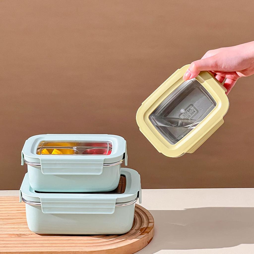 WORTHBUY 1/2 Grids Student Portable Large Capacity Lunch Box With Lid Microwave Leak-proof 304 Stainless Steel Food Container