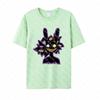 Trippy Multi Eye Jax Character Graphic T-Shirt, TADC Psychedelic Bunny Cartoon Print Tee, Dark Spooky Style Short Sleeve Top