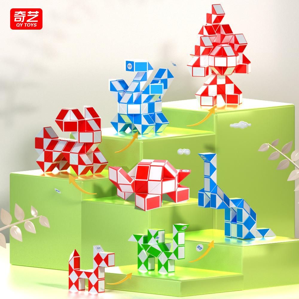 96-Segment Rainbow Magic Ruler, 108-Segment Dual-Color Twist Puzzle, 3D Bendable Snake Cube Brain Teaser-3pcs