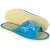 Blue women's slippers with flowers, comfortable women's slippers, 35