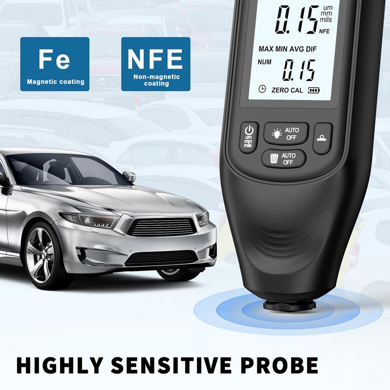 Измеритель толщины лакокрасочного покрытия Mil Fe/NFe с автоматическим определением и ЖК-дисплеем Измерение толщины автомобильной краски с помощью сверхвысокого