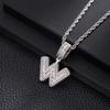 Zircon Inlaid Rock Sugar Initial Pendant Necklace - European & American Hip-Hop Style