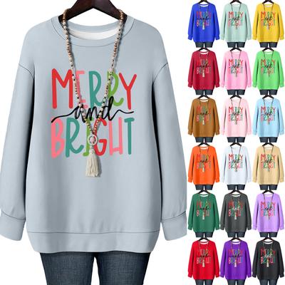 Женская рождественская футболка с круглым вырезом и длинными рукавами