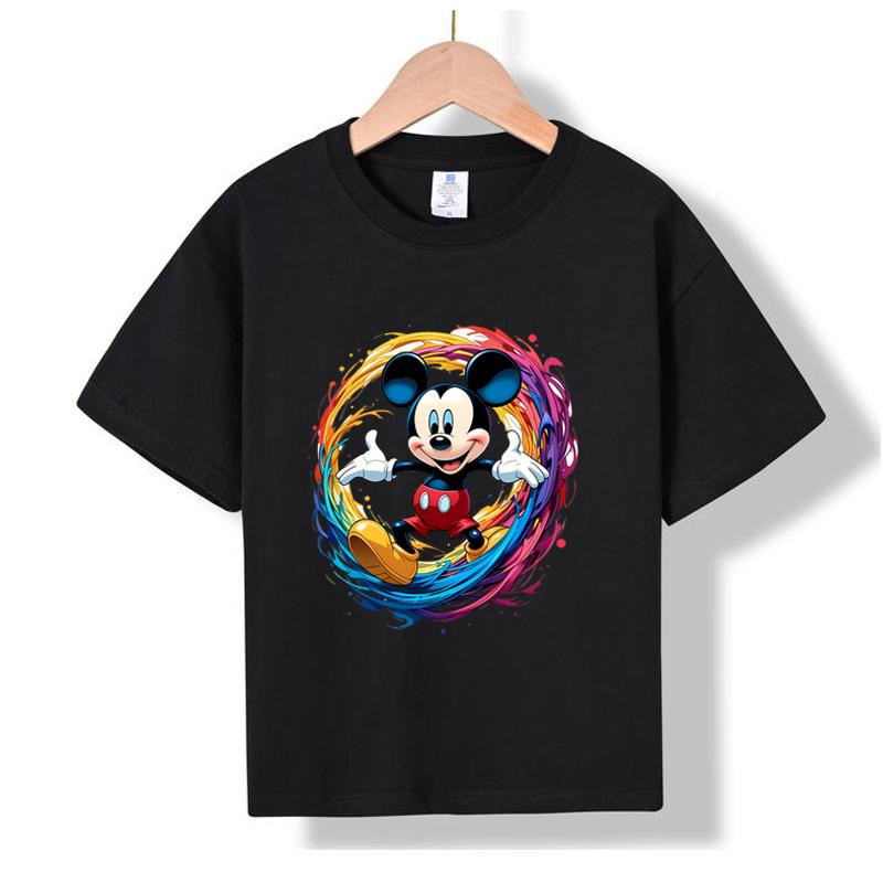 XH36 MINISO 2026 Summer New Printed Cotton Round Neck T-shirt for Children Aged 1-16, Boys and Girls